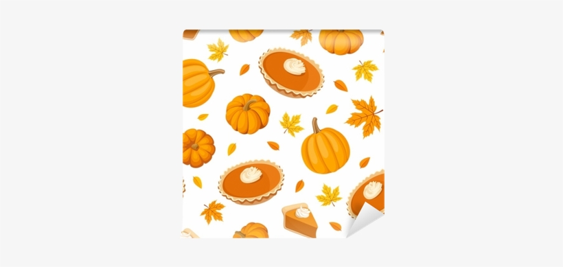 Seamless Pattern With Pumpkin Pies And Pumpkins - Pumpkin Pie Background Cartoon, transparent png download