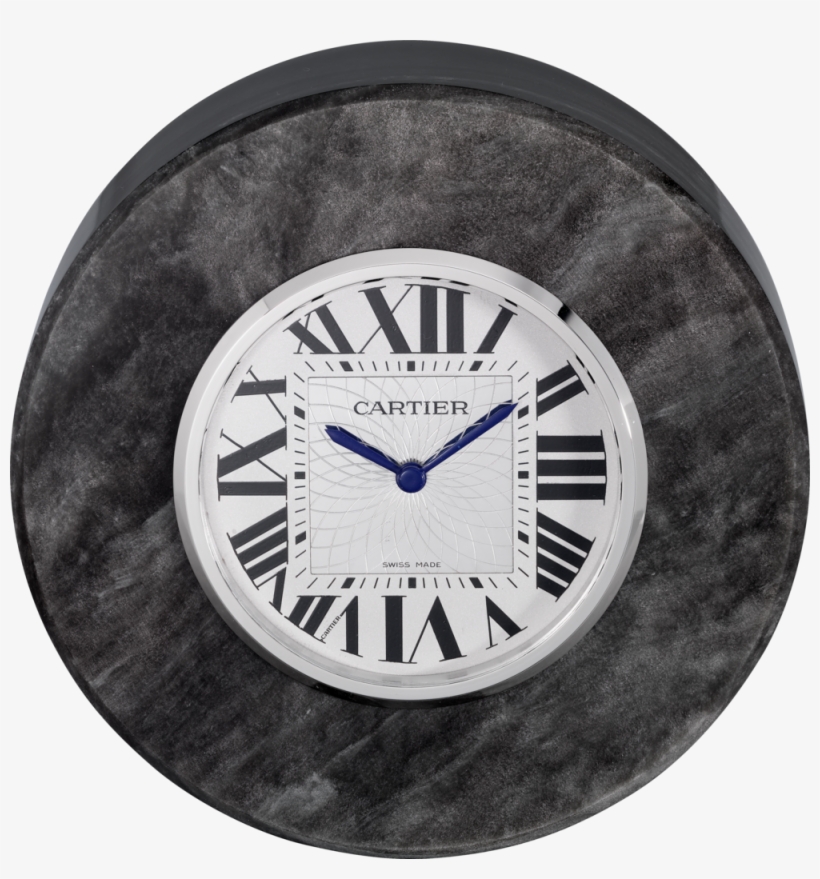 Exceptional Clock In Silver Obsidian - Cartier Santos Travel Clock Silver, transparent png download