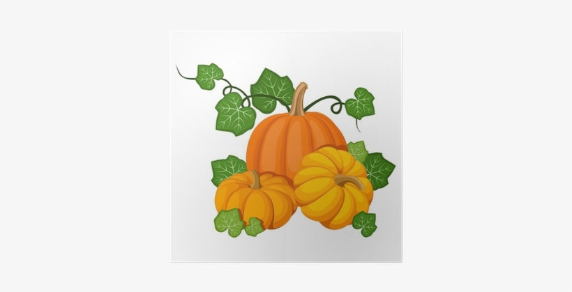 Three Orange Pumpkins - Pumpkin With Leaves Clipart, transparent png download