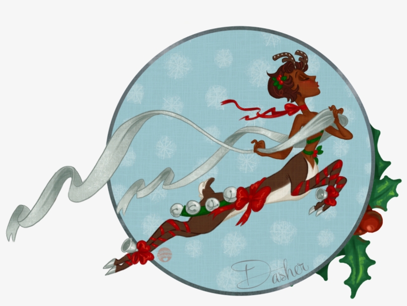 • Christmas Reindeer Santa Festive Vintage Holidays - Art, transparent png download