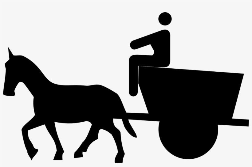 Drawn Cart Silhouette Horse - Horse Drawn Carriage Icon, transparent png download