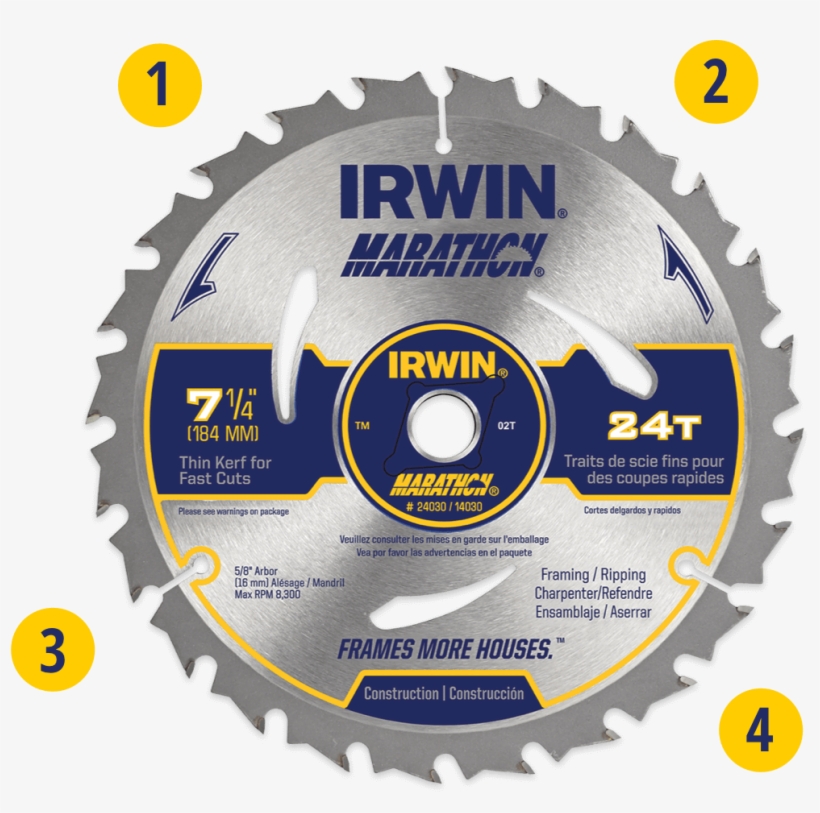 Marathon Saw Blades Marathon Saw Blades - Irwin Industrial Tool Co 1873887 Marathon Circular, transparent png download
