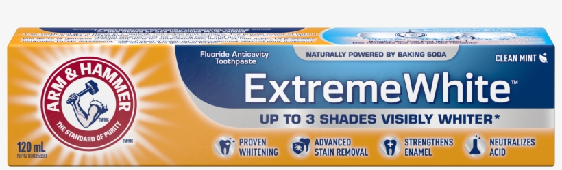 Arm /& Hammer Extreme White Toothpaste, 120-ml Church - Arm & Hammer Advance White Extreme Whitening Toothpaste, transparent png download