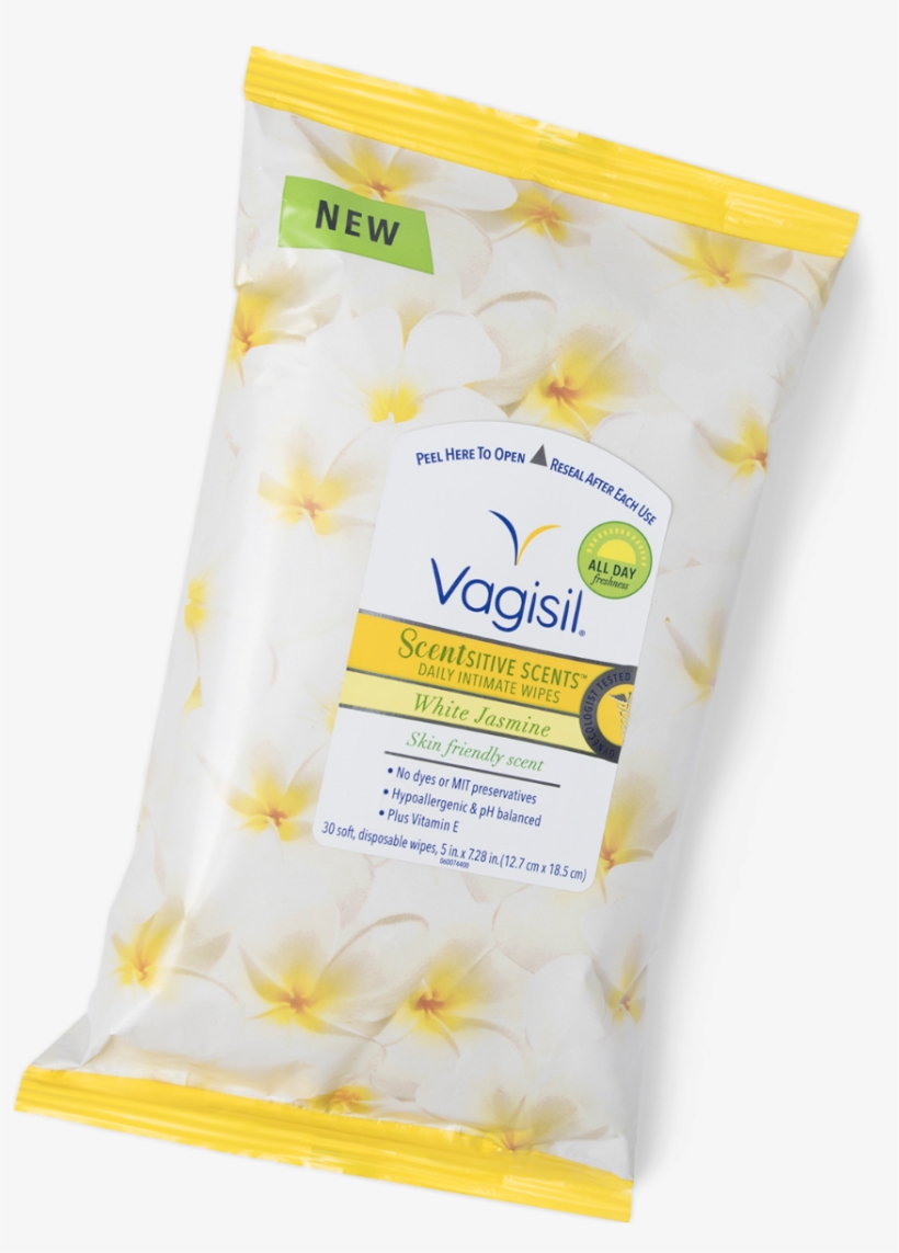 Vagisil Scentsitive Scents White Jasmine Daily Intimate - Natracare Organic Cotton Intimate Wipes, transparent png download