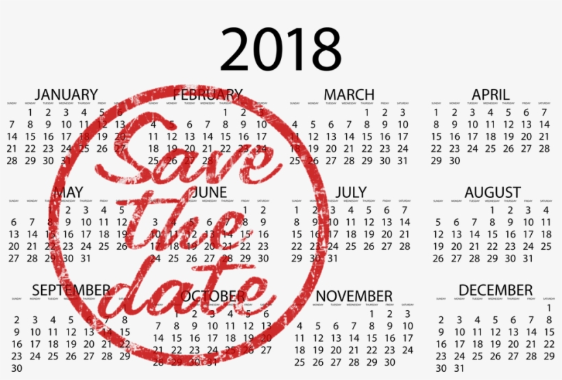 Save The Date - Kalendarz 2018 Cały Rok, transparent png download