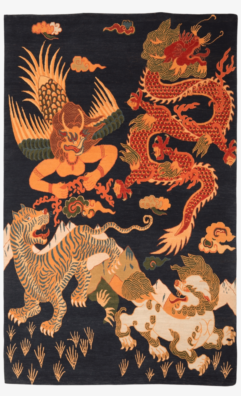 Hand-knotted Wool Rug In Roar Of The Snow Lion Design - Garuda, transparent png download