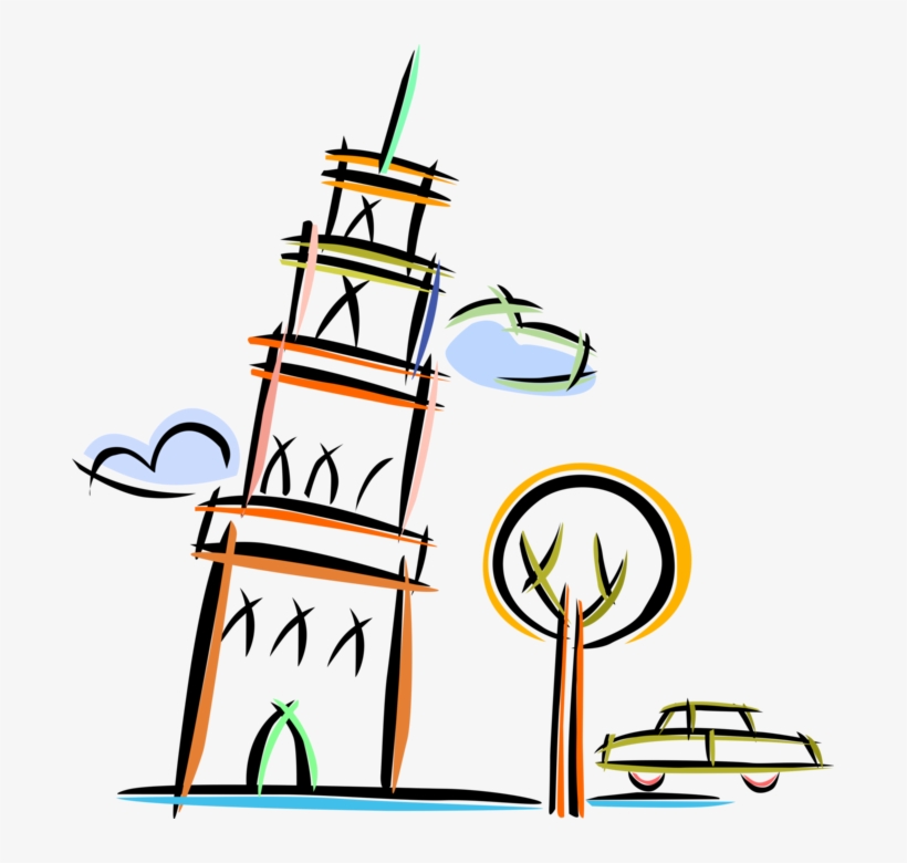 Vector Illustration Of Leaning Tower Of Pisa Campanile - Leaning Tower Of Pisa, transparent png download