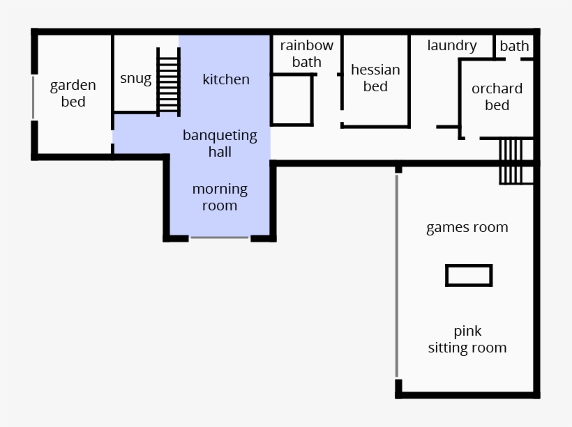 Kitchen, Banqueting Hall & Morning Room - Diagram, transparent png download