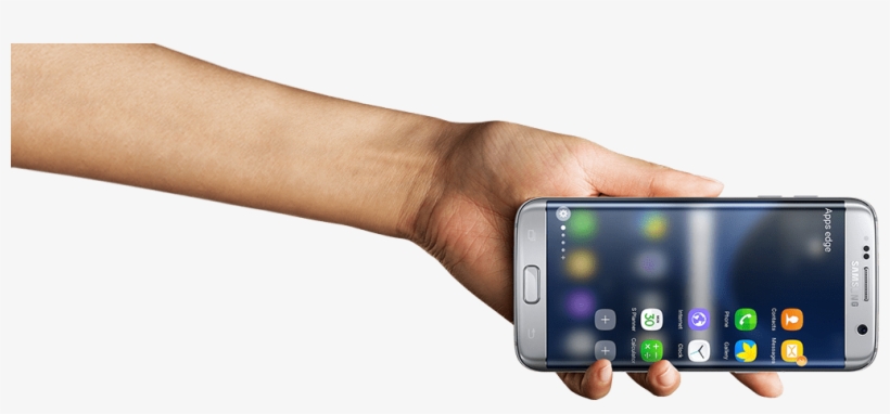 Hand Holding Galaxy S7 Edge Horizontally - Samsung S7 Edge Caracteristicas, transparent png download