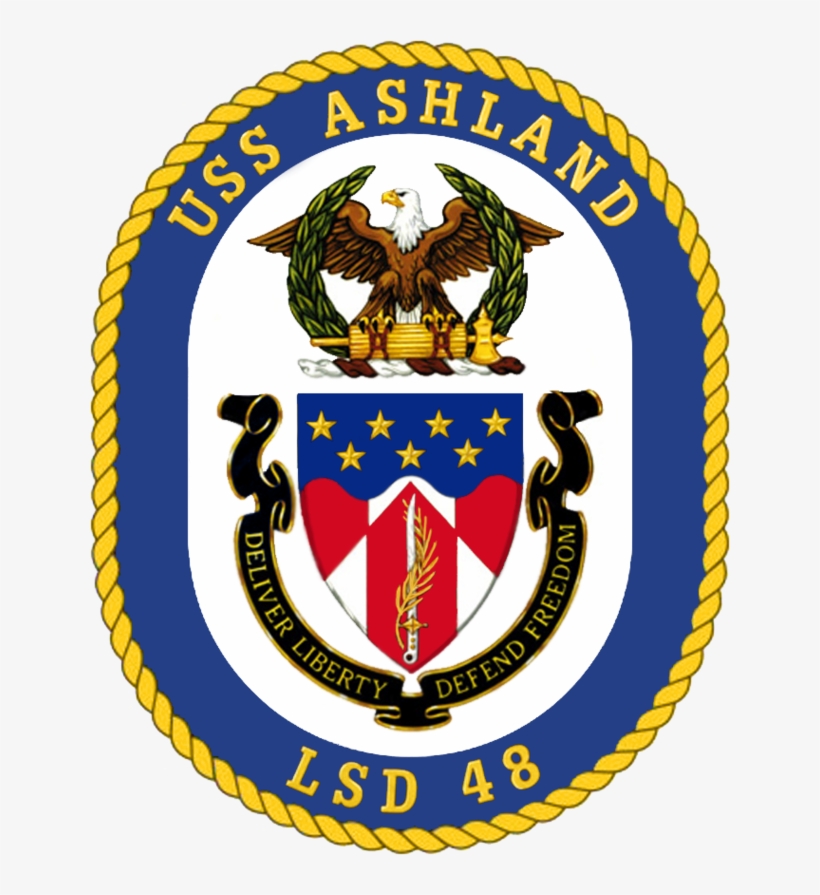 Uss Ashland Lsd-48 Crest Us Navy Ships, Military Insignia, - Uss Ashland Pewter Key Ring, transparent png download