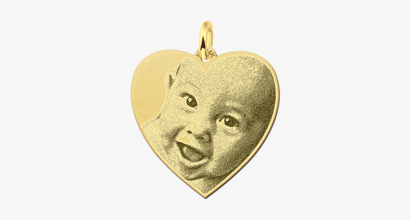 Gold Photo Necklace With Heart - Gold, transparent png download