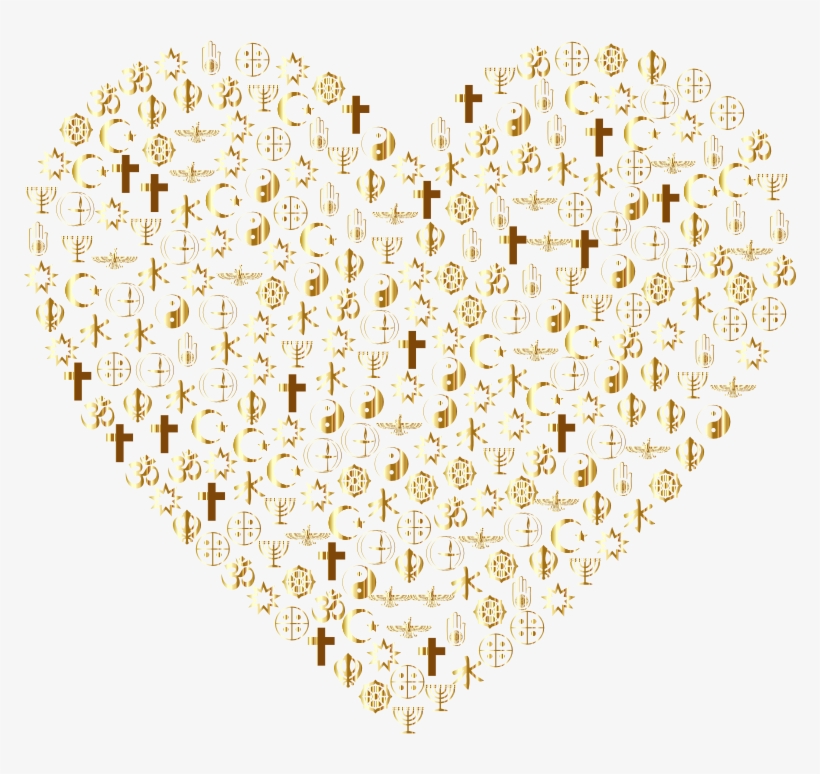 Religious Heart Filled Gold No Bg - Body Piercing Jewellery, transparent png download