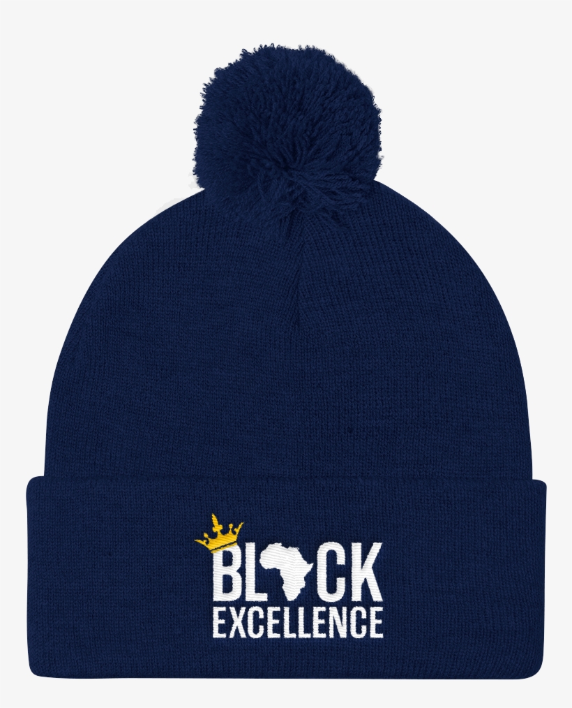 Black Excellence Pom Pom Knit Cap - Pom Pom Hat, Hustler, Beanie, Beanie Hat, Pom Pom Beanie,, transparent png download