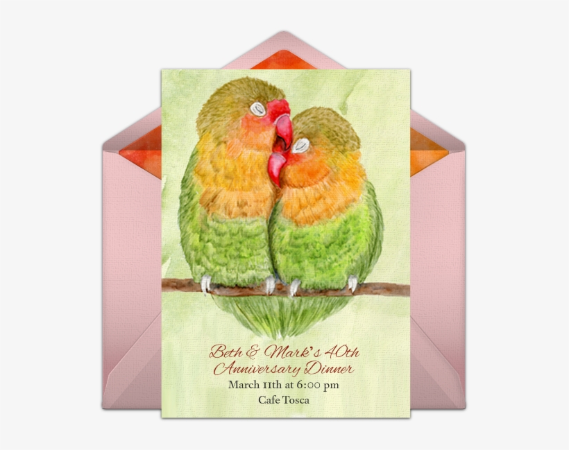 Anniversary Lovebirds Online Invitation - Greeting Card, transparent png download