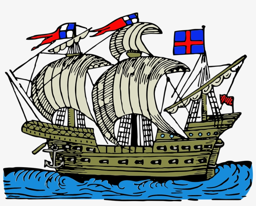 Ship, Watercraft, Sea, Sail, Boat, Pirate - Barco En El Mar Png, transparent png download