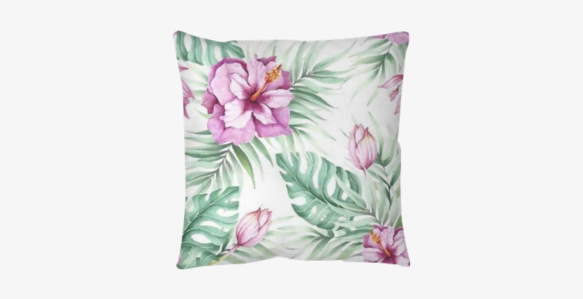 Seamless Pattern With Tropical Flowers - Floral Hibisco, transparent png download