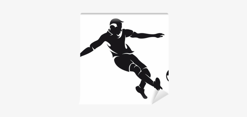Vector Football Player Silhouette With Ball Isolated - Soccer Decals By Ambiance Sticker - Soccer Player Wall, transparent png download
