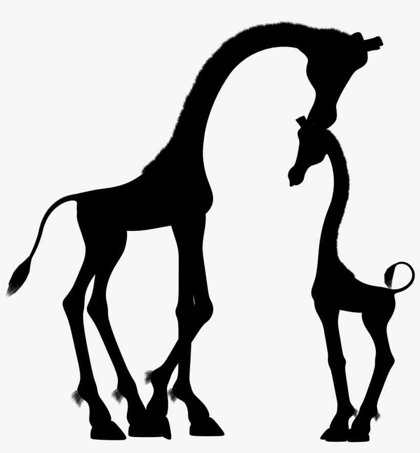 Giraffe Silhouette Png - Giraffe And Baby Silhouette, transparent png download
