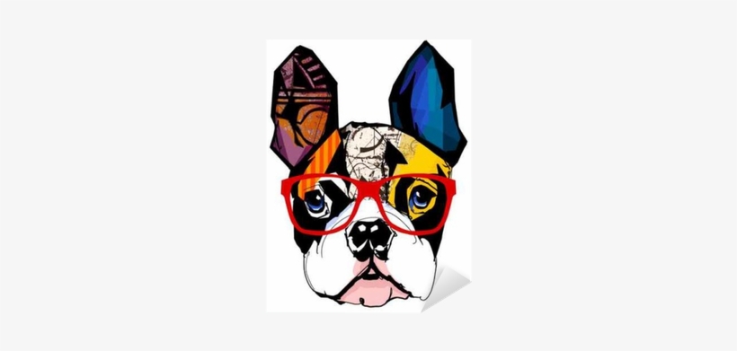 Portrait Of French Bulldog Wearing Sunglasses Sticker - Chinese Dog New Year Boston Terrier, transparent png download