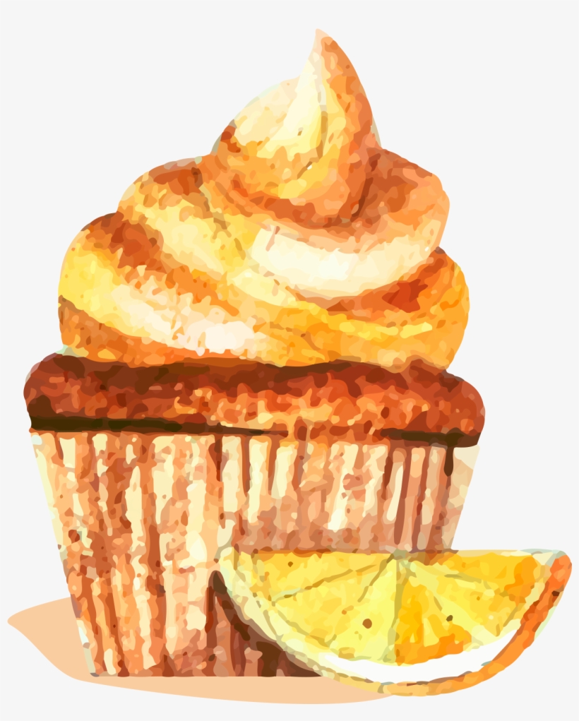 Cupcake Watercolor Painting Cake - Draw Ice Cream Cupcake, transparent png download