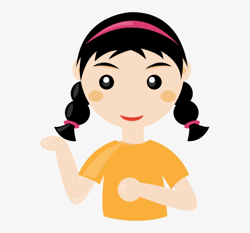 Cute Girl 2 Black White Line Art 555px 65 - Free Clipart Of Girl, transparent png download
