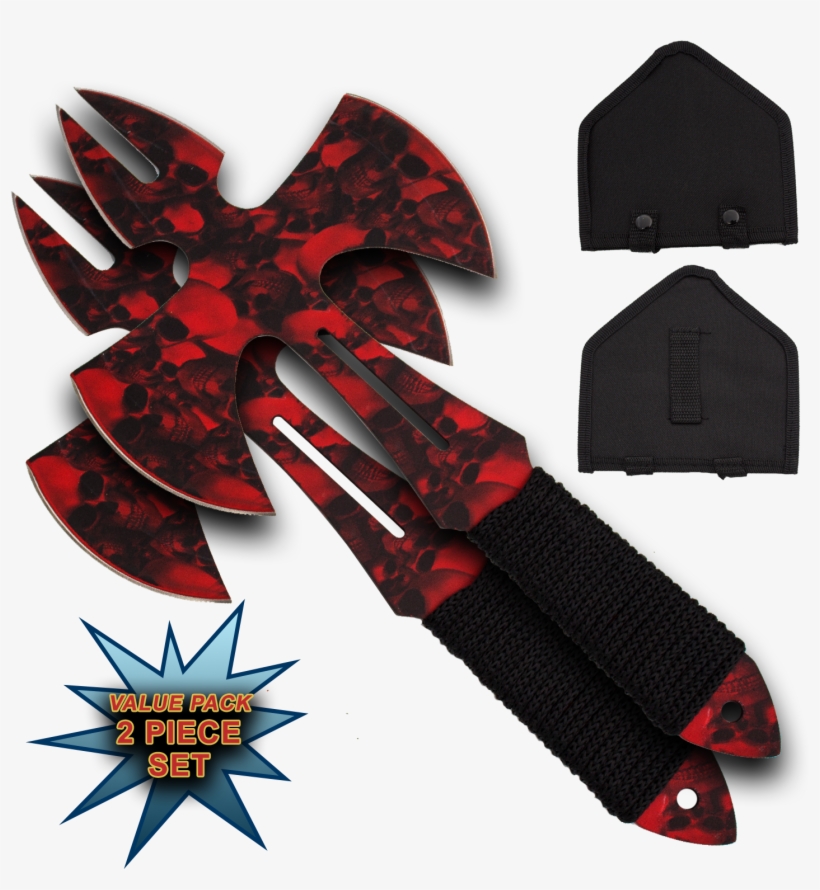 Red Skull Medieval Style Throwing Axe - Throwing Axe, transparent png download