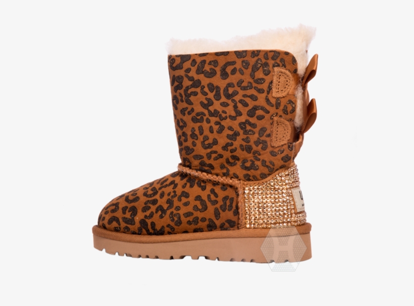 Kids Ugg Bailey Bow Rosette Frosted By Harriet & Hazel - Cheetah Ugg Girl Boots, transparent png download