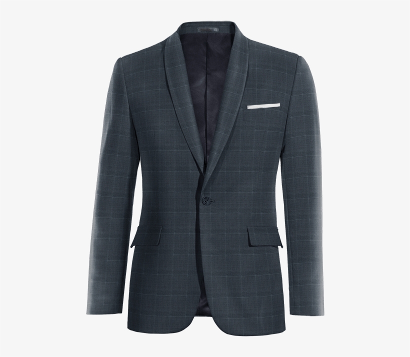 Blue Checked Merino Wool Blazer, transparent png download