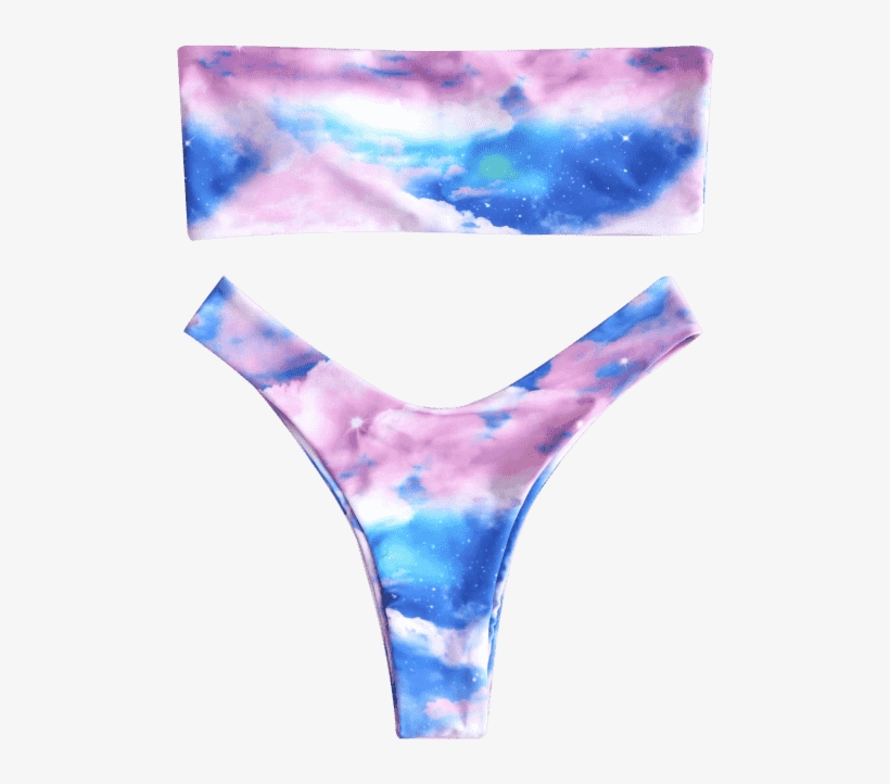 Zaful Starry Sky Bandeau Bikini Set - Swimsuit, transparent png download