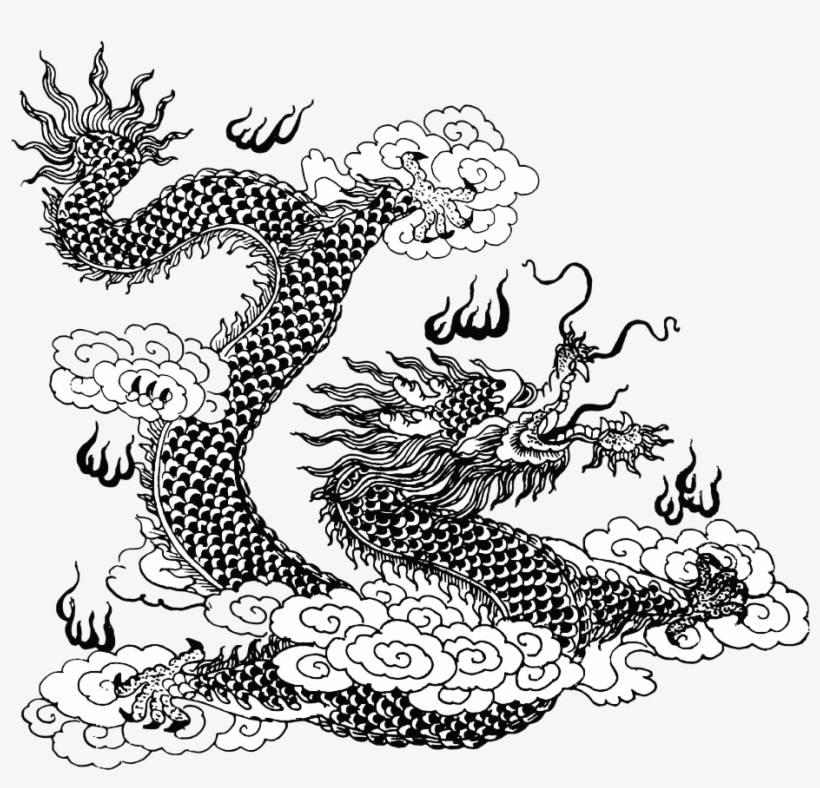 Vector Free Stock Onlinelabels Clip Art Dragon Line - Japanese Dragon T Shirt, transparent png download