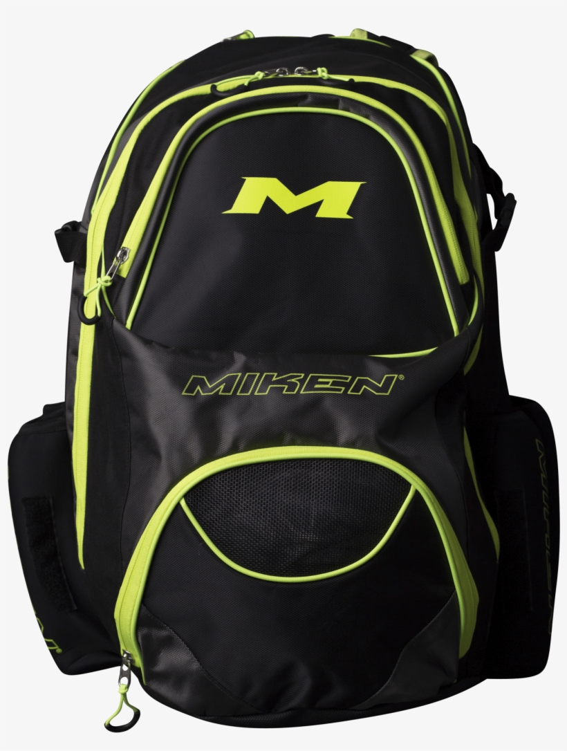 Black And Green Miken Xl Baseball And Softball Backpack - Miken Freak Black Optic Backpack, transparent png download