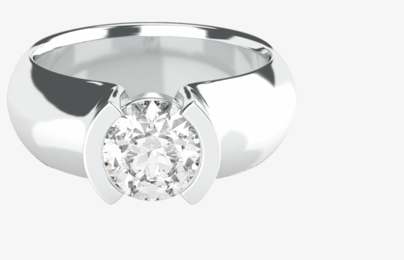Stylerocks Brilliant Cut Semi Bezel Solitaire Engagement - Engagement Ring, transparent png download
