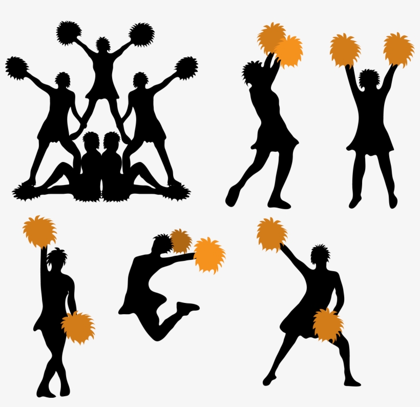 Cheerleading Pom-pom Silhouette - Cheerleader Vector, transparent png download