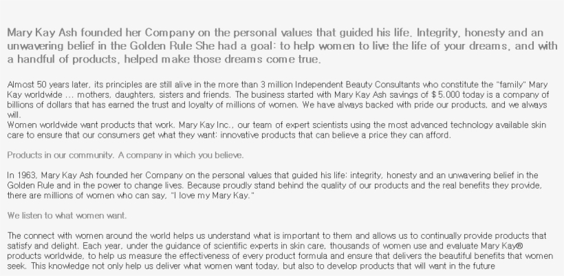 Mary Kay Ash Founded Her Company On The Personal Values - Server Menu Test, transparent png download