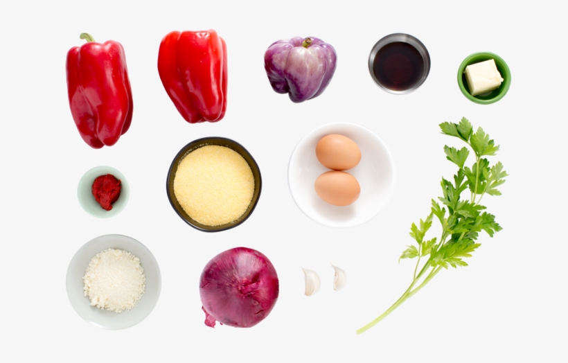 Peperonata & Fried Eggs With Creamy Parmesan Polenta - Parmigiano-reggiano, transparent png download