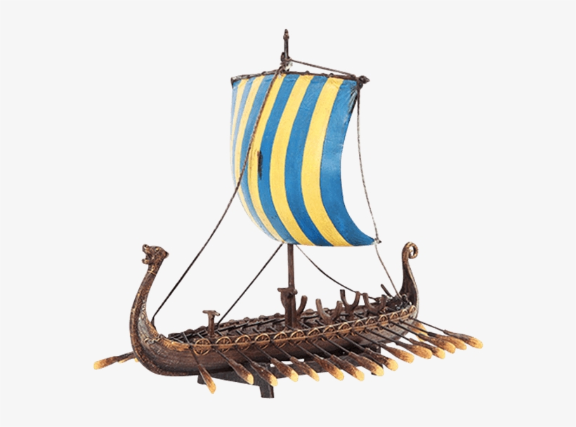 Yellow And Blue Viking Ship Replica - Viking Ship Model, transparent png download