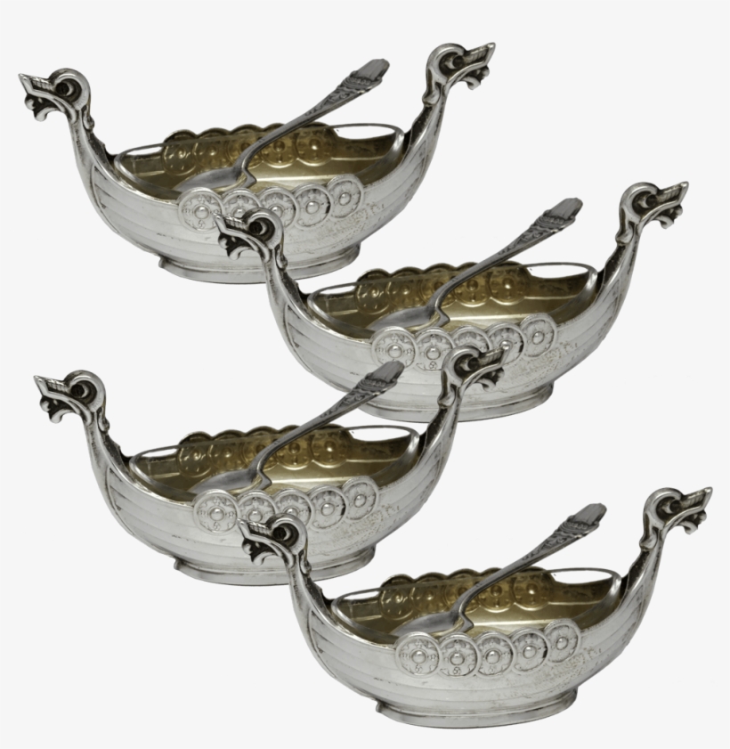 Sterling Viking Ship Salt Cellars With Mini Salt & - Salt And Pepper Shakers, transparent png download