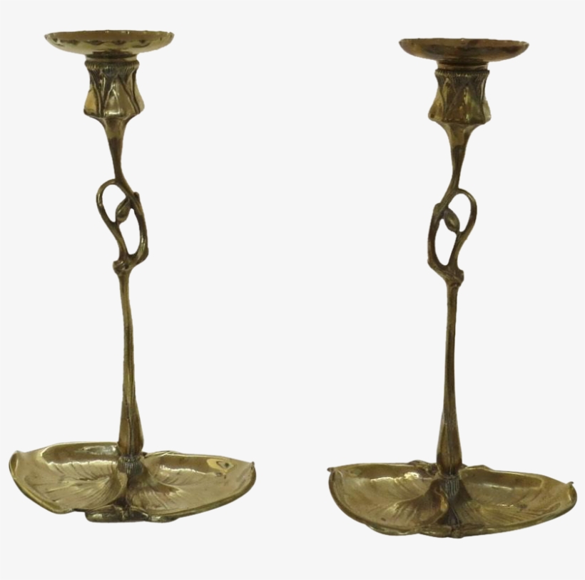 Pair Of Very Organic Brass Candlesticks - Art, transparent png download