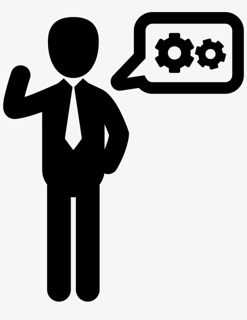 Businessman With A Speech Bubble Comments - People Tools Icon Png, transparent png download
