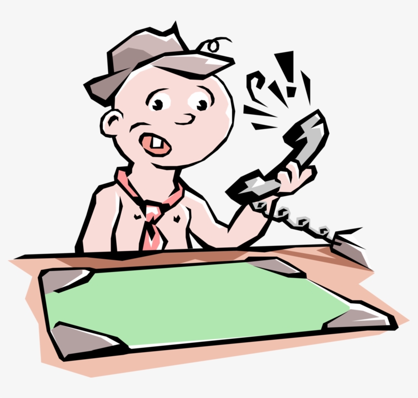Vector Illustration Of Baby Businessman With Telephone - Illustration, transparent png download