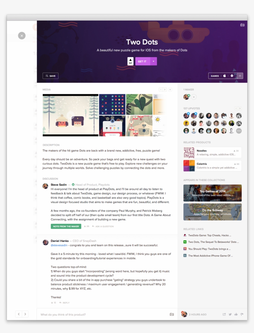 A Design For A Game Page On The Updated Product Hunt - Web Page, transparent png download