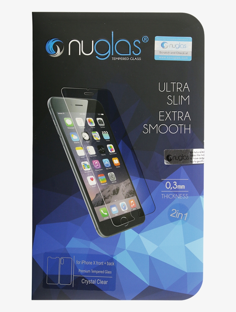 Nuglas Tempered Glass Screen Protector For Iphone X - Nuglas Tempered Glass Iphone 8 Plus, transparent png download