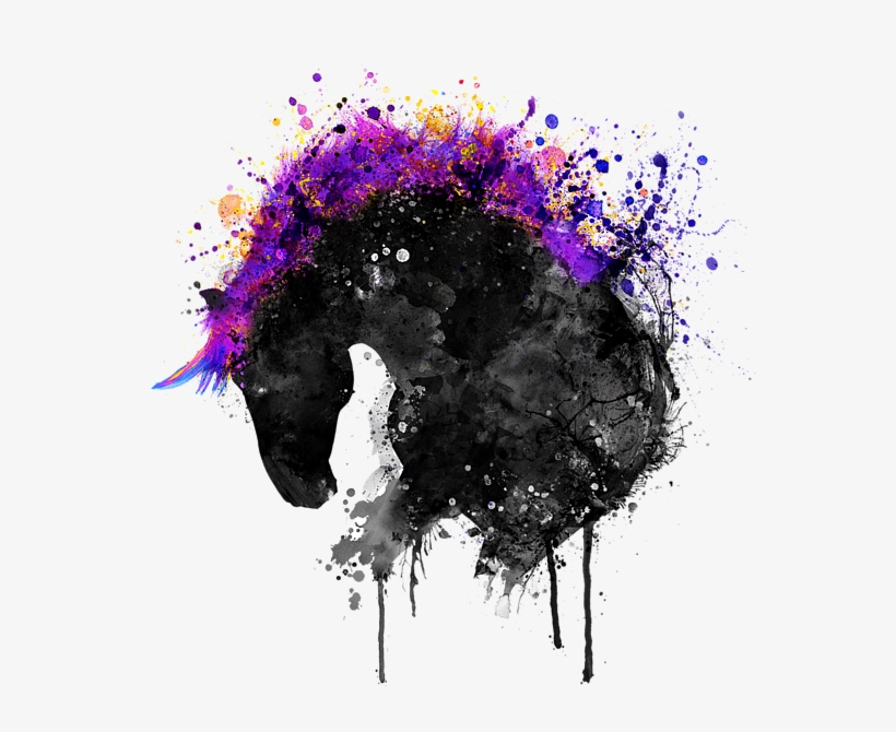 Bleed Area May Not Be Visible - Black And White Watercolor Horse, transparent png download
