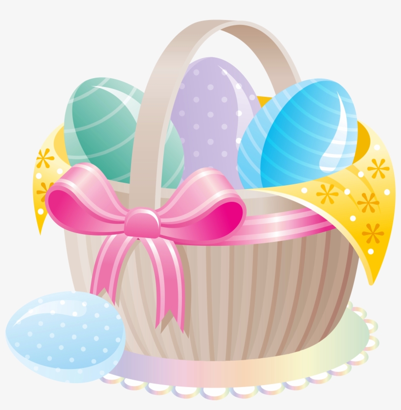 Delicate Basket With Easter Eggs Png Clipart - Easter Egg Basket Large Tote Bag, Natural, Large, transparent png download