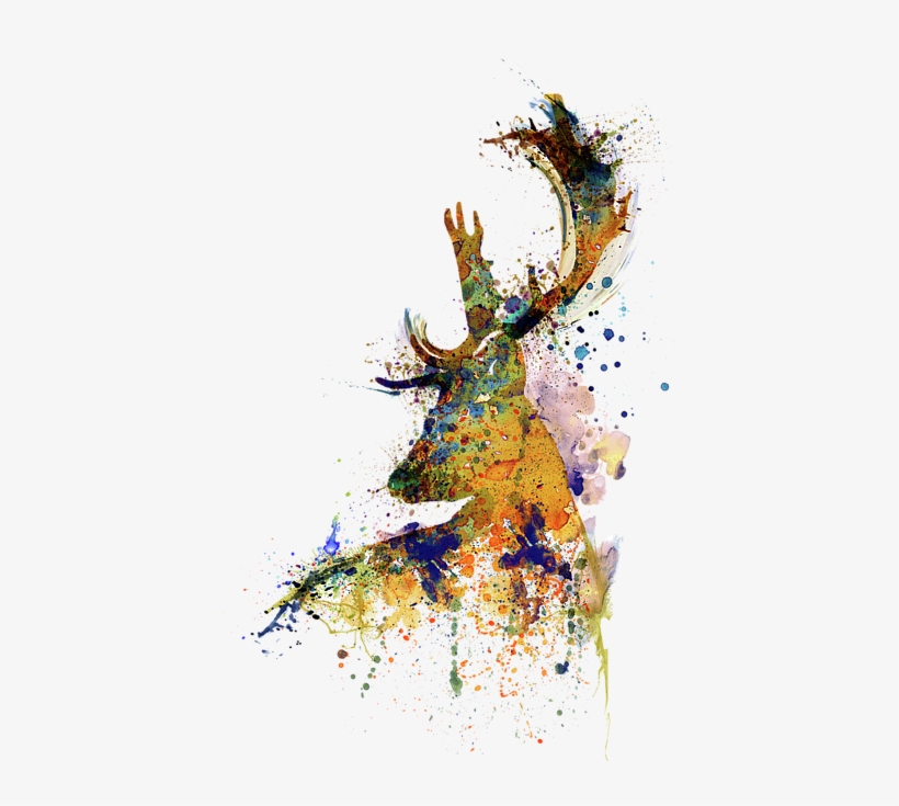 Bleed Area May Not Be Visible - Deer Head Watercolor, transparent png download