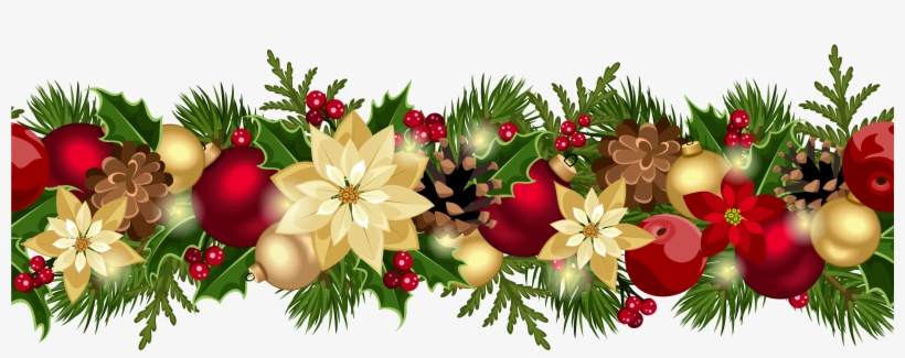 Christmas Decorative Garland Png Clipart Picture - Christmas Garland Border Png, transparent png download
