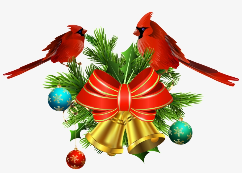 Christmas Bells And Birds Decor Png Transparent Clip - Christmas Birds Clip Art, transparent png download