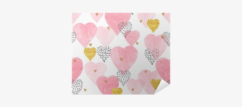 Pink Watercolor Hearts Pattern - Watercolor Painting, transparent png download