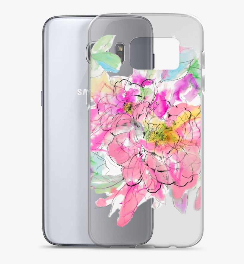 Watercolor Peony Samsung Case - Mobile Phone Case, transparent png download
