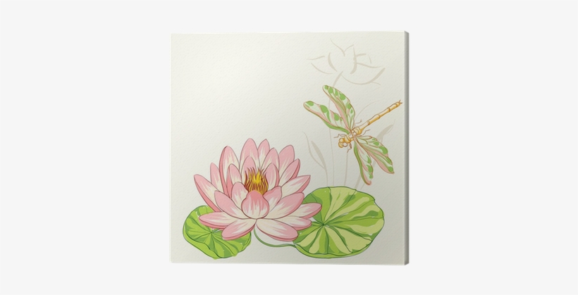 Watercolor Painting Of Lotus And Dragonfly - Flor De Loto Acuarela, transparent png download